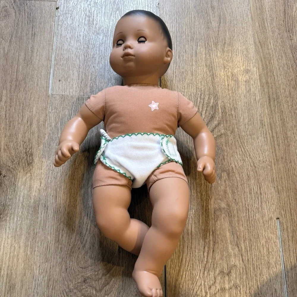 AMERICAN GIRL Bitty Baby Doll Black Hair Dark Brown Eyes w Diaper
